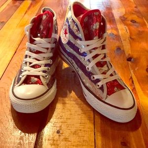 Women's converse sequin USA high tops